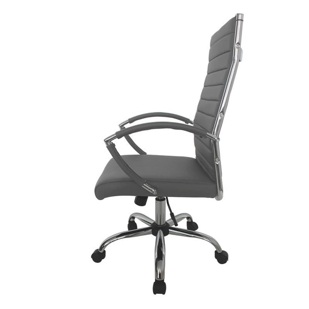 Furniture of America Damse Faux Leather Large Adjustable Office Chair in Gray - Ergonomic Executive Desk Chair for Home & Business Workspaces