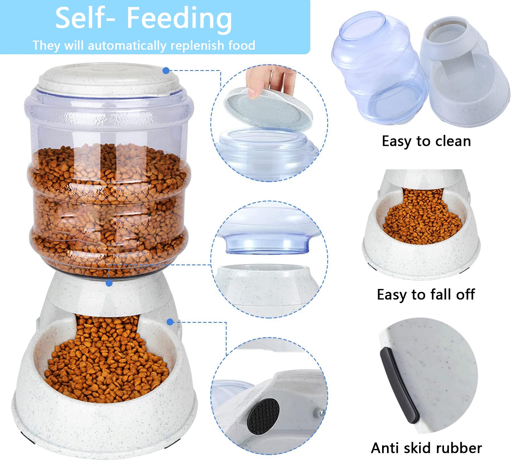 Automatic Dog Feeder for Large Dogs - 3 Gallon Gravity Pet Food Dispenser with Dry Food Storage Container - Perfect for Home, Travel & Busy Pet Owners