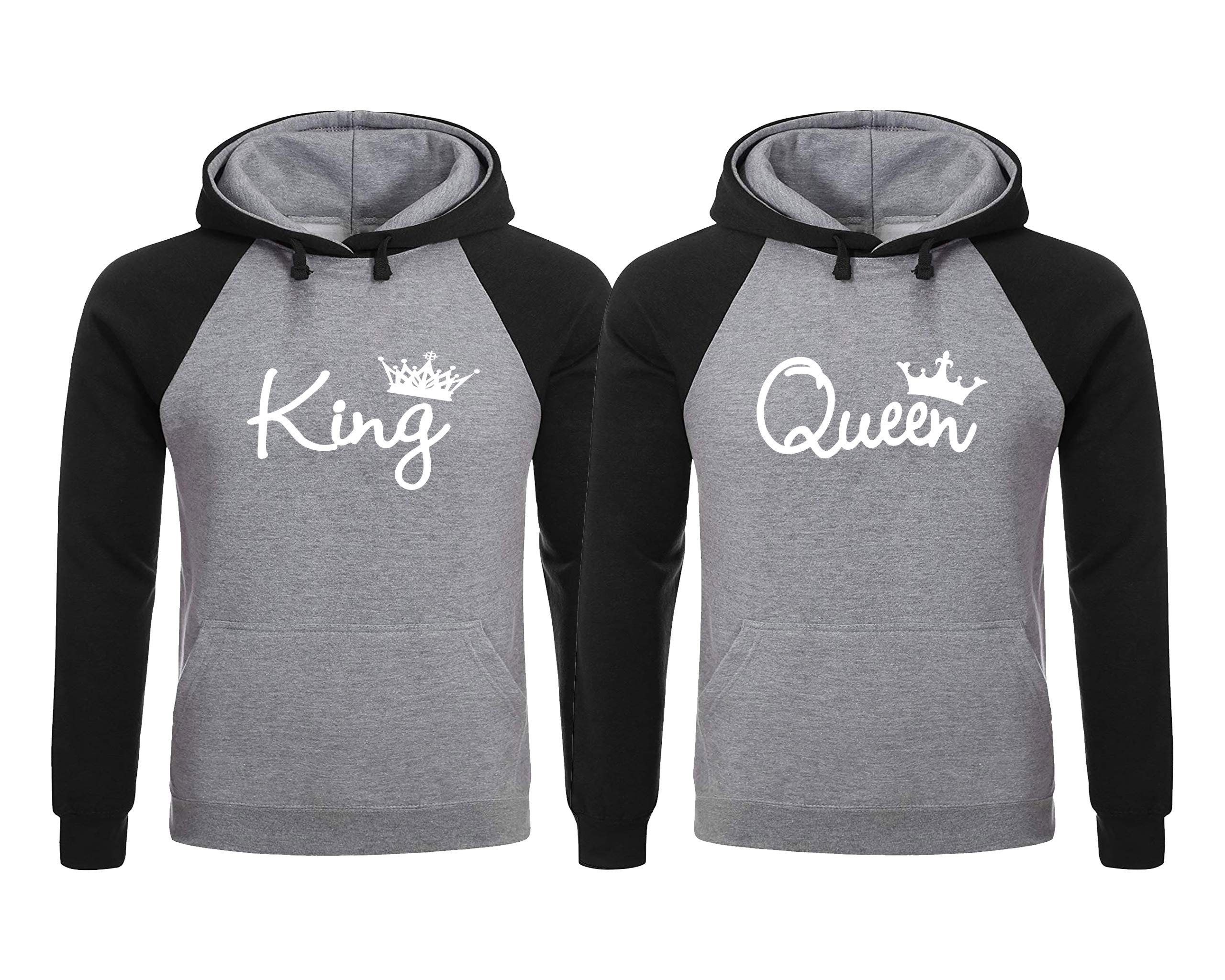 King and Queen Couple Hoodies - Matching His & Hers Sweatshirts for Couples - Romantic Gift for Valentine's Day - Perfect for Anniversaries, Date Nights, and Couple Photos