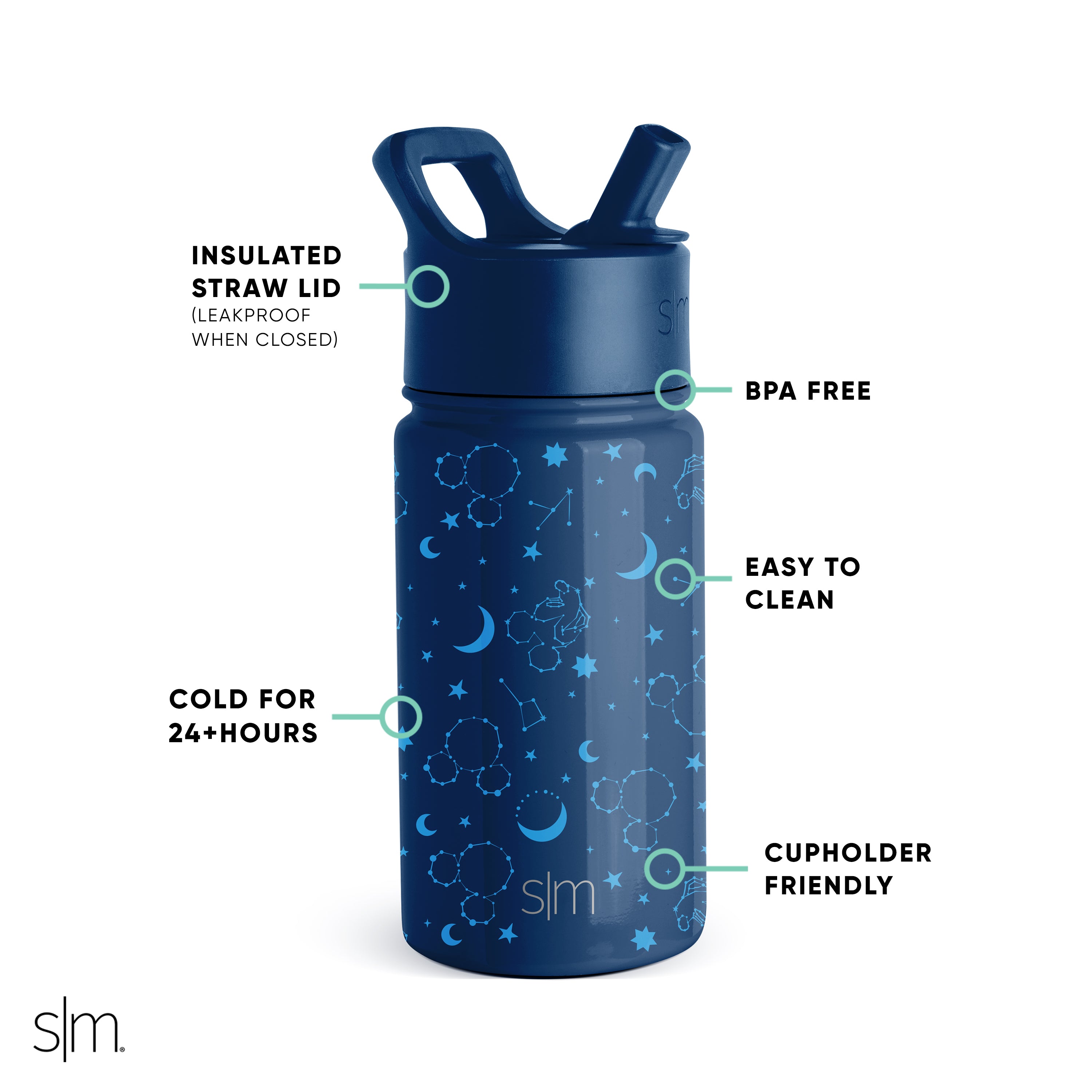 Summit Kids Water Bottle with Straw Lid - BPA Free, Leak Proof, Insulated Stainless Steel Bottle for School, Sports & Outdoor Activities