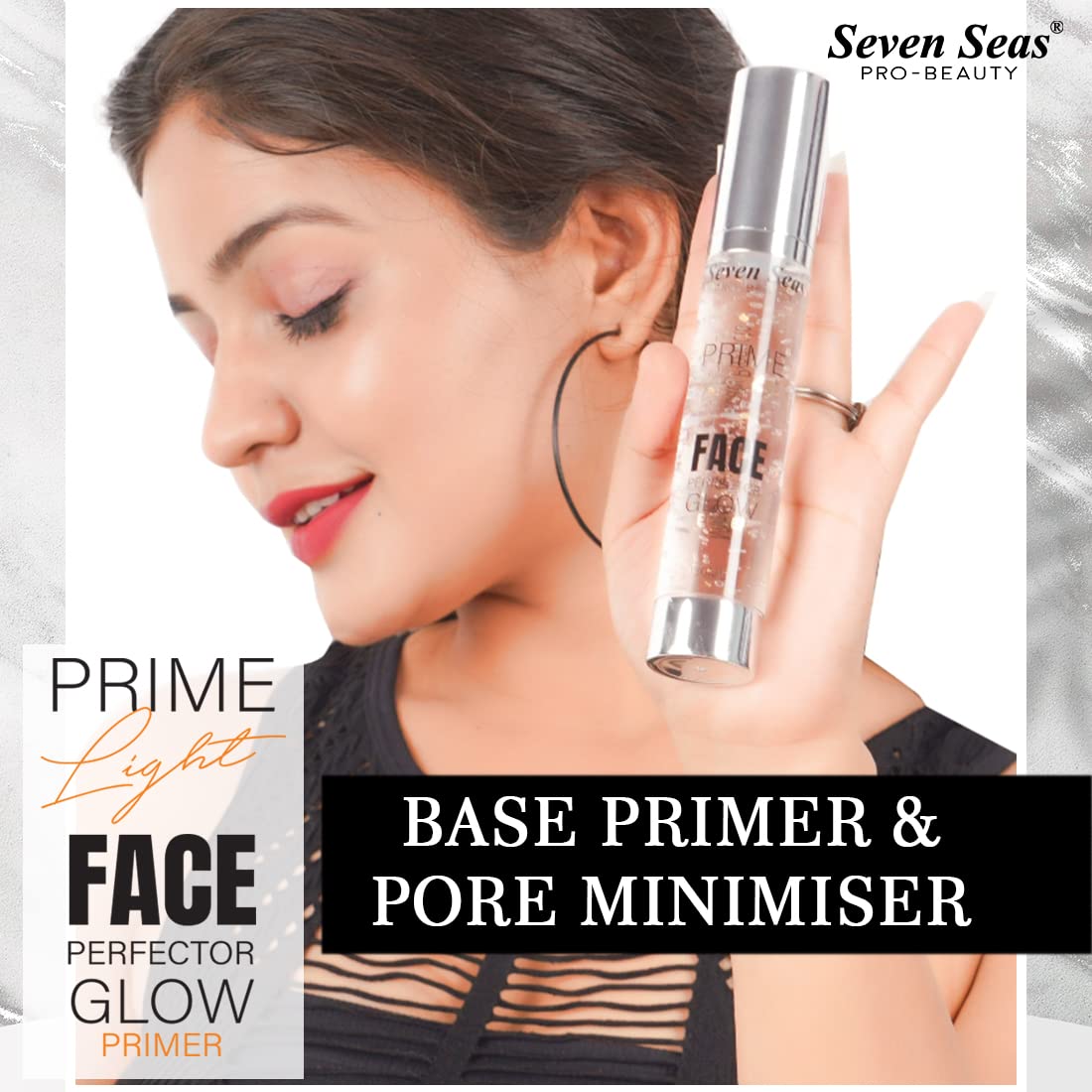 Seven Seas Prime Light Face Perfector Glow Primer - Oil Absorbing, Moisturizing & Skin Smoothing Primer for Long-Lasting Matte & Poreless Finish - 30ml Transparent - Perfect for Daily Makeup Base, Oily Skin Control & Flawless Complexion