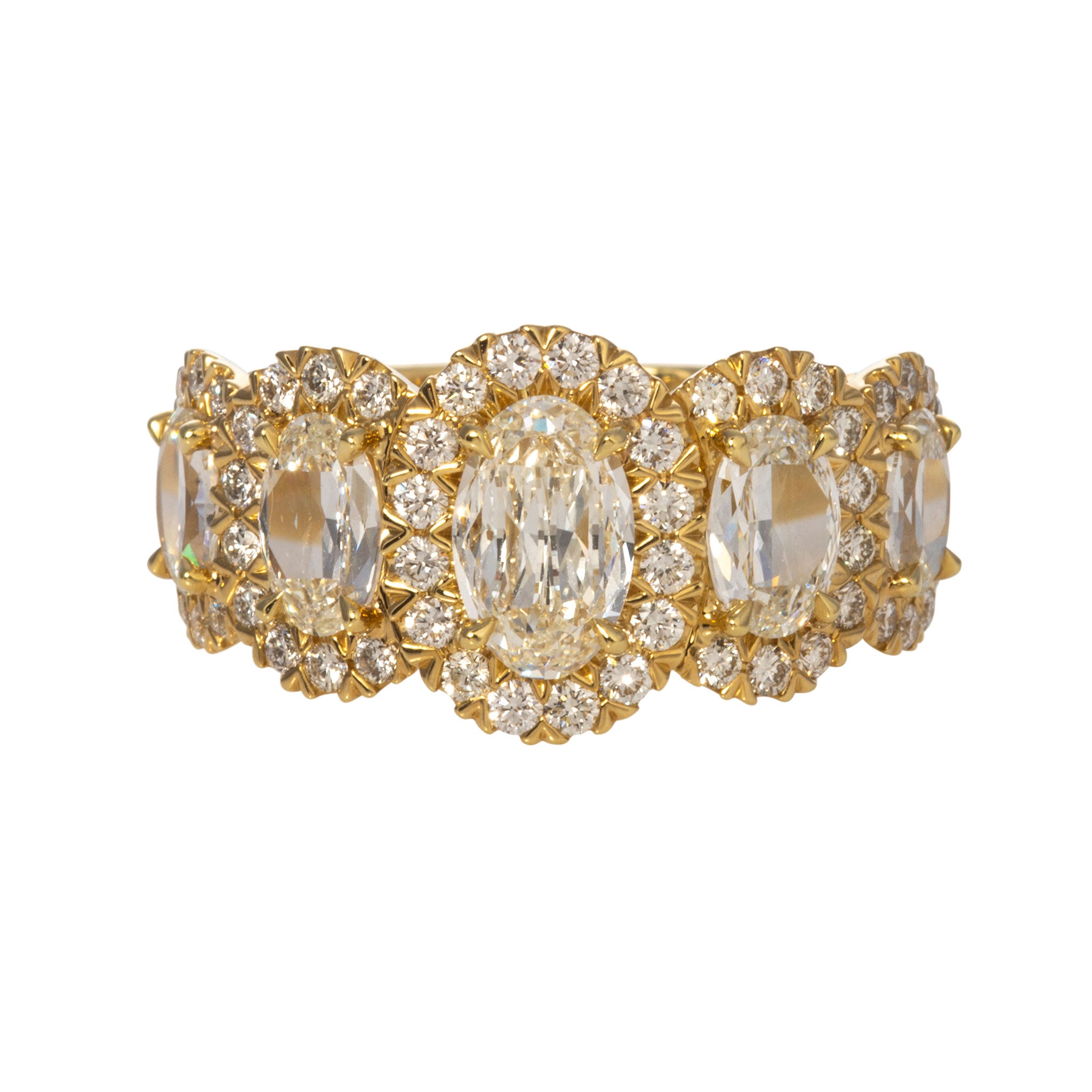 2.67ctw L’Amour Crisscut Oval Diamond Five Stone Halo Engagement Ring - Perfect for Proposals, Anniversaries & Special Occasions