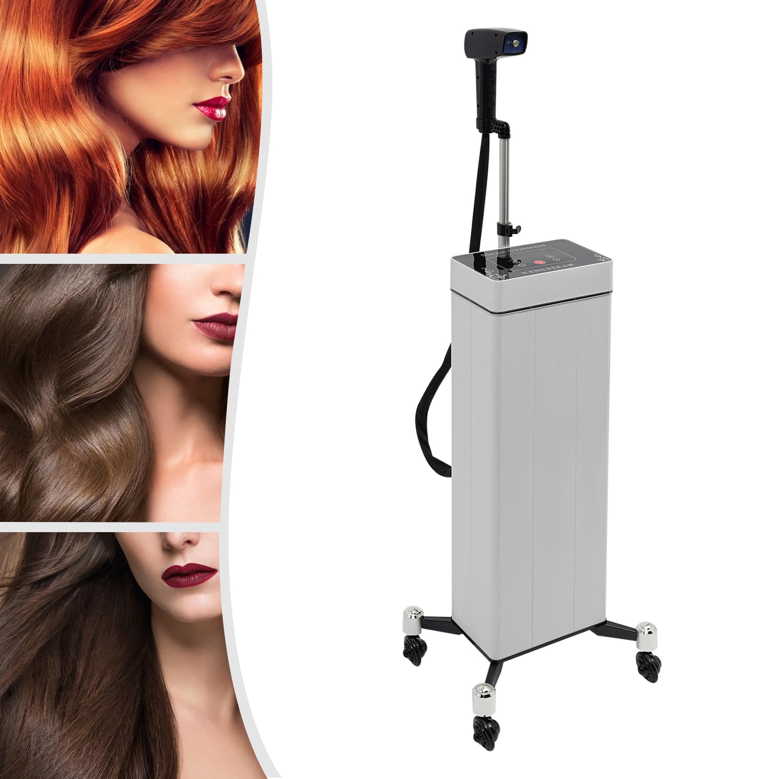 Professional Nano Hair Steamer for Salon & Home Use - 3-in-1 Deep Conditioning Hair Repair System with Digital Touch Panel, Rolling Base & Stand - Perfect for Hair Coloring, SPA Treatments & Damaged Hair Care