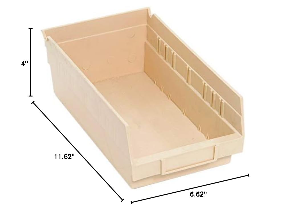 QUANTUM STORAGE SYSTEMS K-QSB102IV-10 10-Pack Plastic Shelf Bin Organizers, 11-5/8