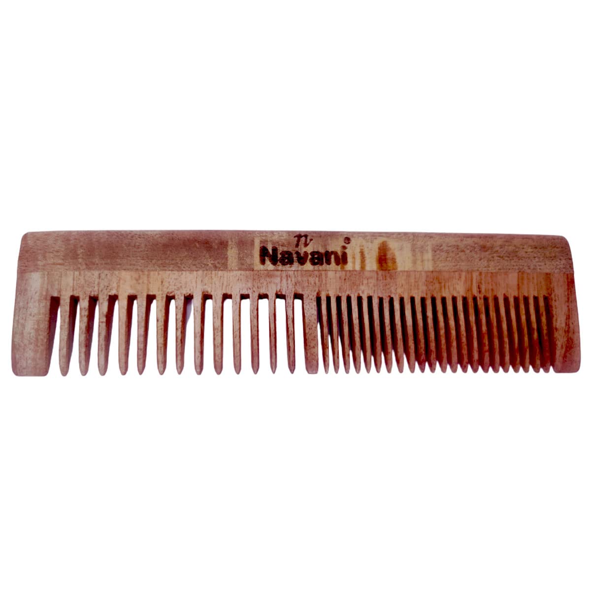 Navani Neem Wooden Dual Comb for Hair Care - Anti Hair Fall, Dandruff & Frizz Control Comb with Oil Treatment - Natural Wooden Hair Straightening Comb for Men & Women - Perfect for Daily Hair Styling and Scalp Massage at Home or Salon