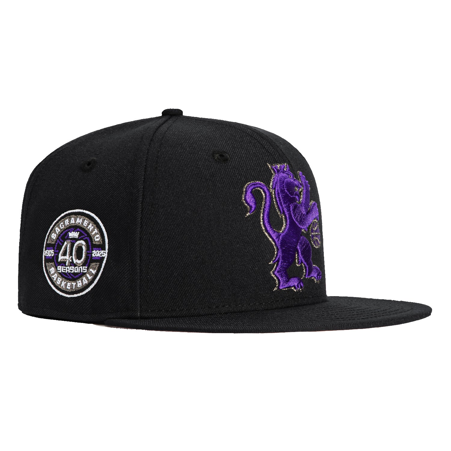 New Era 59Fifty Sacramento Kings 40th Anniversary Patch Snapback Hat - Black & Purple NBA Basketball Cap for Men - Perfect for Games, Collecting & Streetwear Fashion