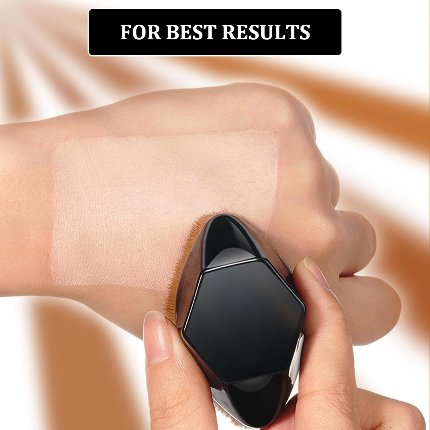 **Professional Flat Top Kabuki Makeup Brush - Hexagon Design for Flawless Liquid, Cream & Powder Foundation Blending | Includes Bonus Protective Case | Perfect for Everyday Makeup & On-the-Go Touch-Ups**