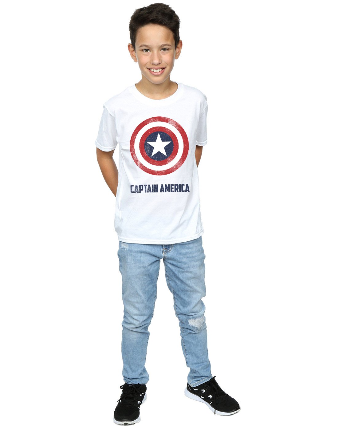 Marvel Captain America Shield Graphic T-Shirt for Boys Age 7-8 - White Superhero Costume & Casual Wear