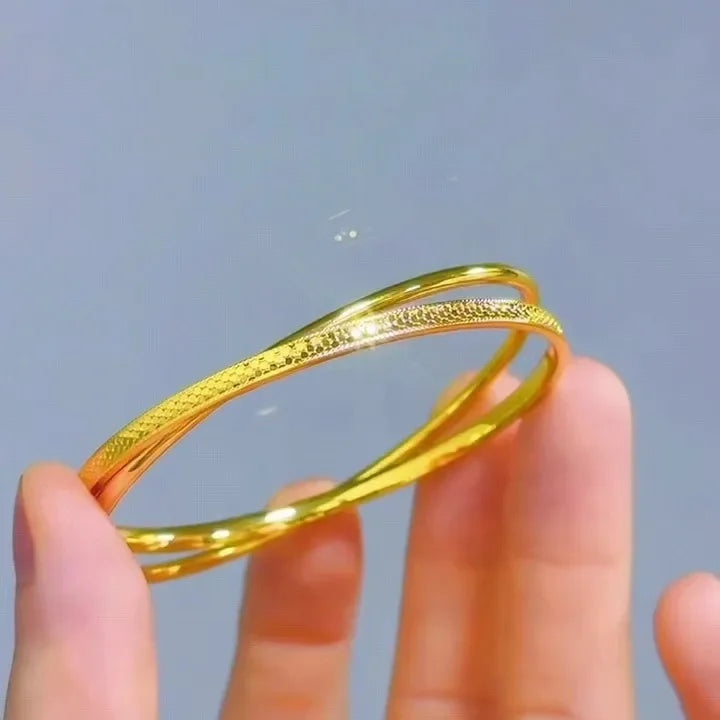 Double Ring Bracelet for Women - Minimalist Stackable Jewelry for Everyday Wear & Layering - Perfect for Casual, Office & Date Night Outfits
