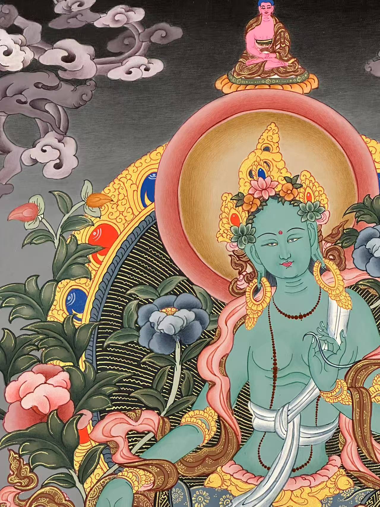 Green Tara Thangka - Hand-Painted Tibetan Buddhist Art for Meditation & Home Decor | Perfect for Yoga Studios, Spiritual Gifts & Wall Art