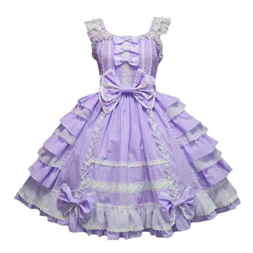 Oiumov Gothic Dress for Women - Renaissance Vintage Princess Lolita Dress with Bow Lace & Flounce Sleeveless Design | Perfect for Cosplay, Halloween, Themed Parties & Medieval Events