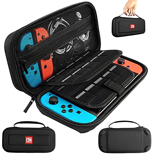 Nintendo Switch Carrying Case with 20 Game Card Slots - Protective Hard Shell Travel Pouch for Switch Console & Accessories - Durable Storage Solution for Gaming On The Go (Black) - Perfect for Travel, Commuting & Home Storage