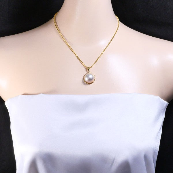 18K Yellow Gold Semi-Round Pearl Necklace for Women - Elegant Pearl Jewelry Gift for Wedding, Anniversary & Special Occasions