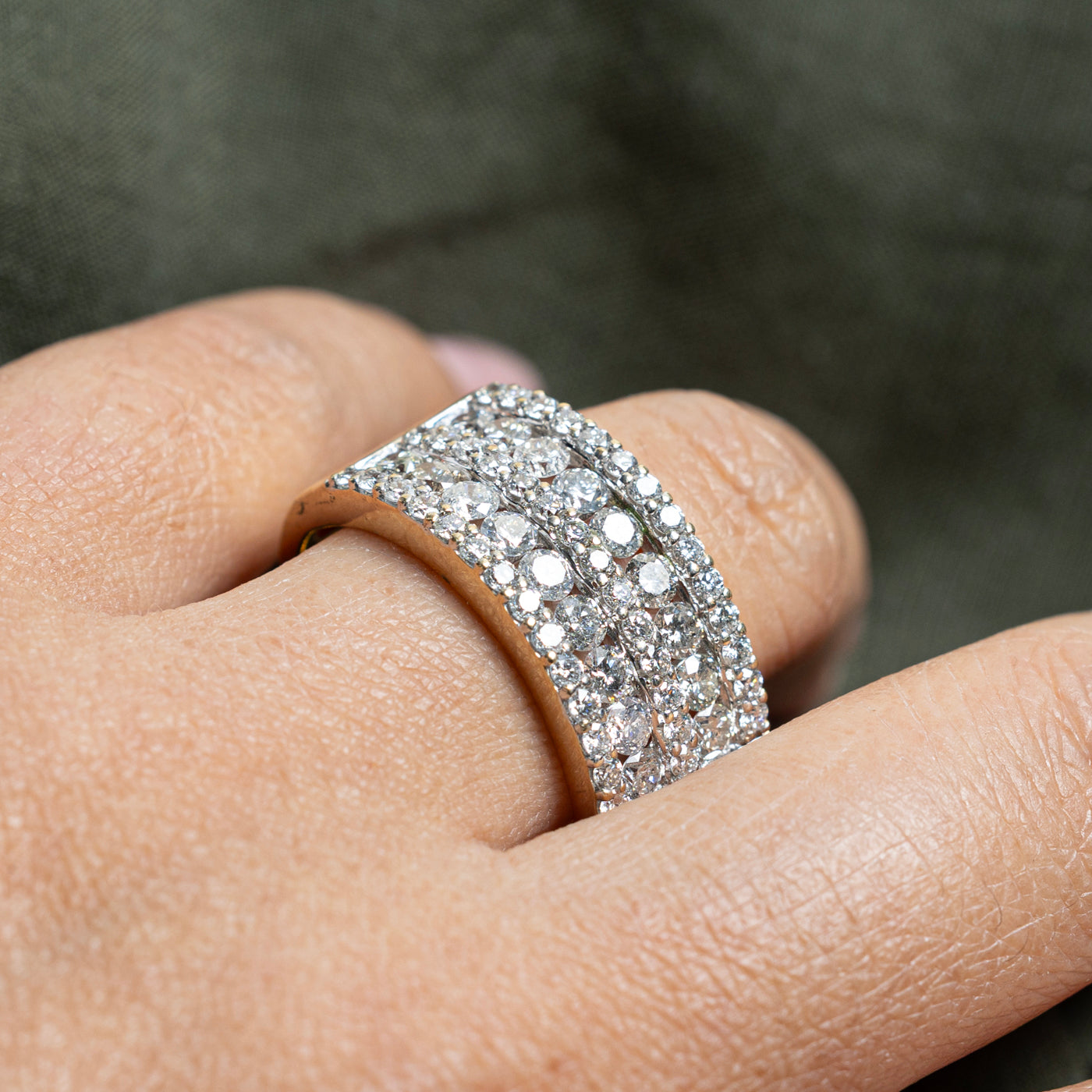 2.39ctw Five Row Diamond Wedding Band Ring - Size 12.25 | Elegant Stackable Ring for Women | Perfect for Anniversary, Engagement & Bridal Jewelry Gifts
