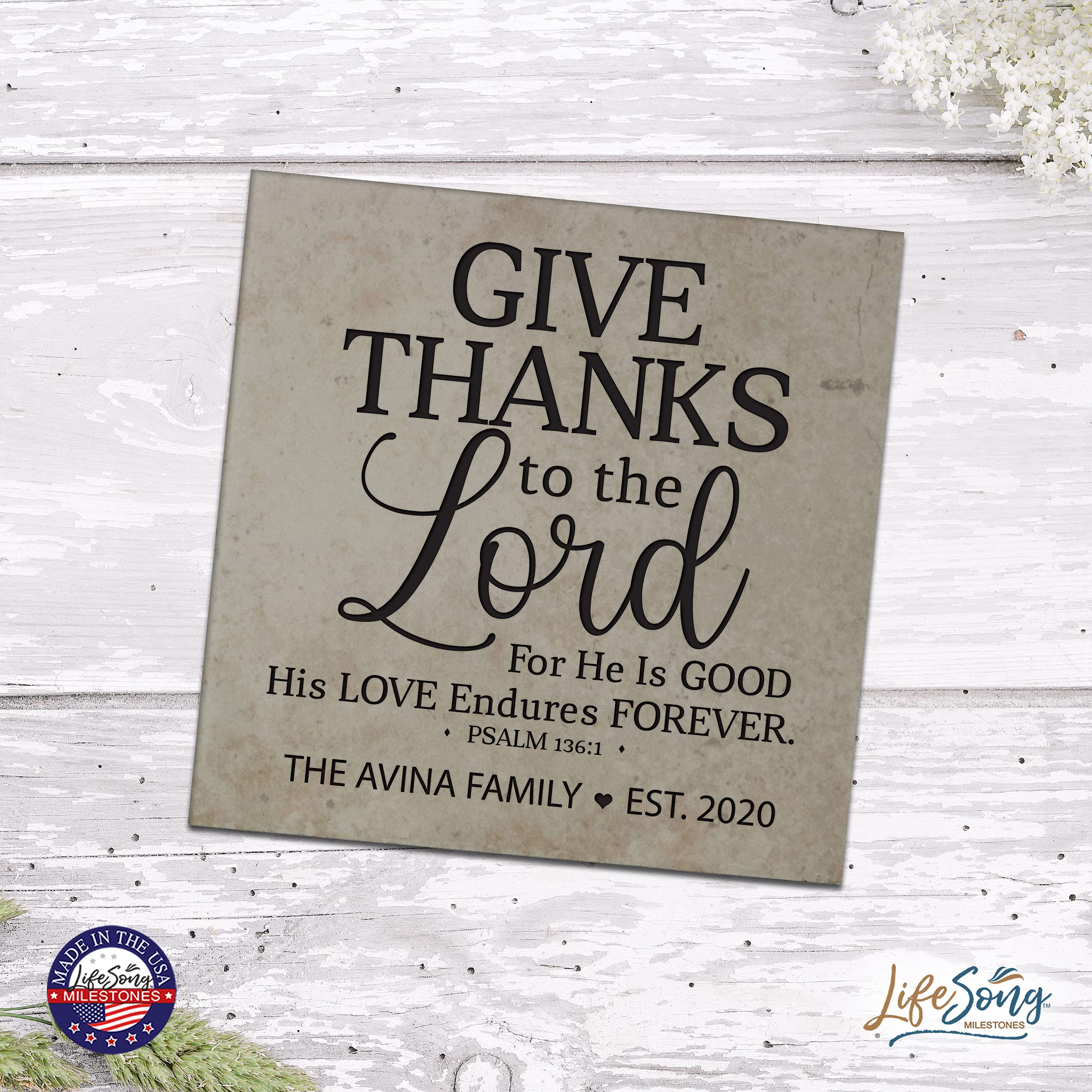 Personalized Ceramic Trivets - Heat Resistant 5.75x5.75 Inch Kitchen Decor for Table Insulation | Family Home Office & Living Room Accessories | Perfect for Thanksgiving, Dinner Parties & Holiday Decor (Give Thanks Design)