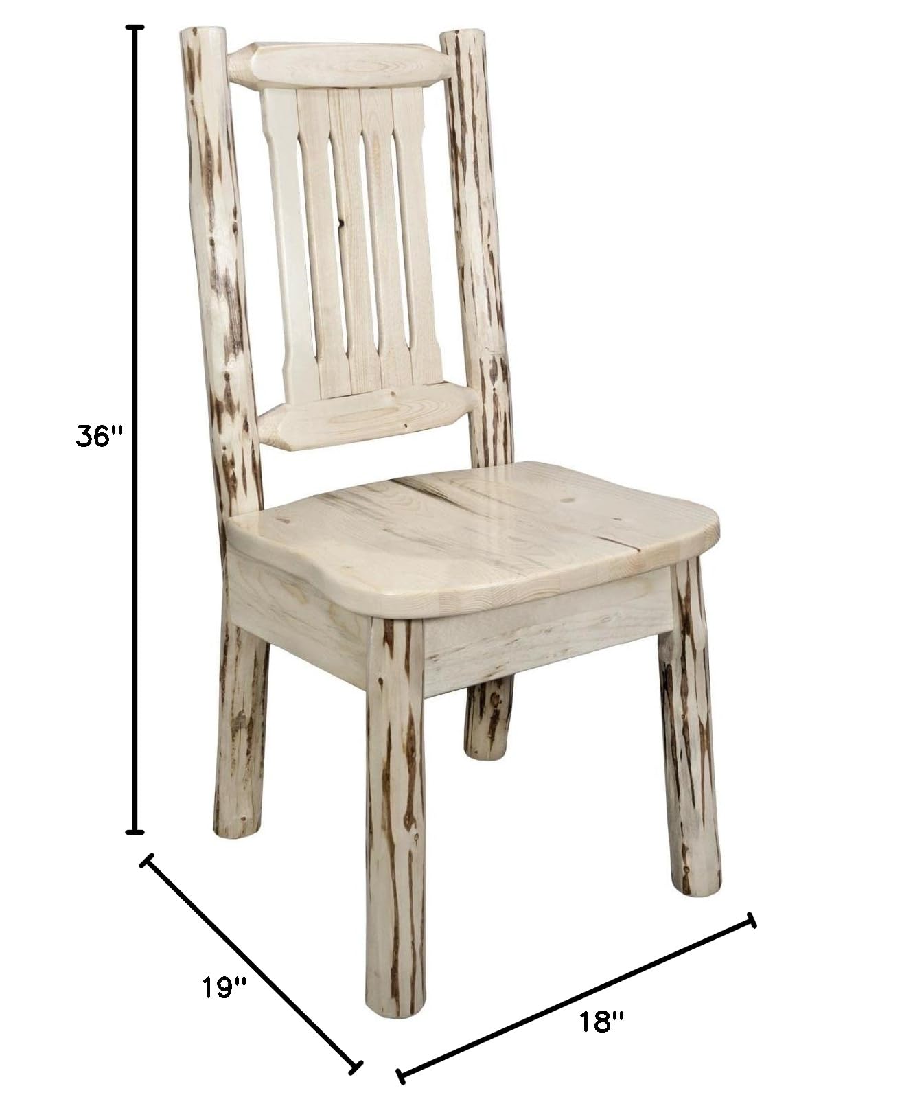 Montana Woodworks Solid Wood Log Dining Chair - Rustic Handcrafted Furniture for Cabin, Lodge & Home Decor - Perfect for Dining Rooms, Living Rooms & Outdoor Patios