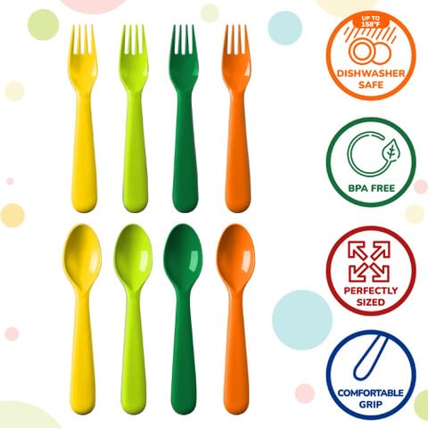 18-Piece BPA-Free Plastic Toddler Utensil Set - Colorful Kids Forks & Spoons, Dishwasher Safe Flatware for Children | Perfect for Daycare, Preschool & Family Meals