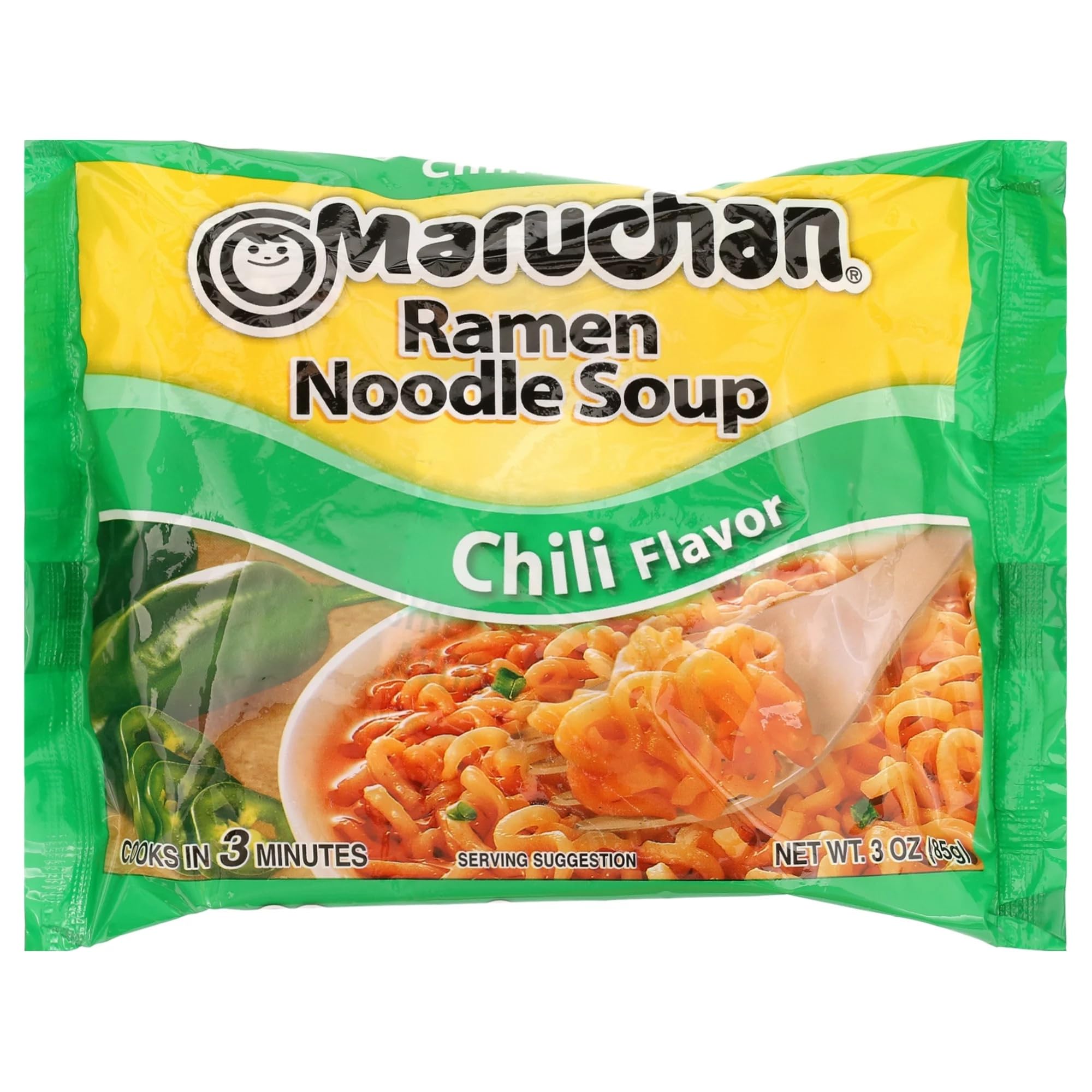 Maruchan Ramen Noodle Soup - Chili Flavor (3 oz, Pack of 6) | Instant Noodles for Quick Meals, College Dorm Snacks & Emergency Food Supply