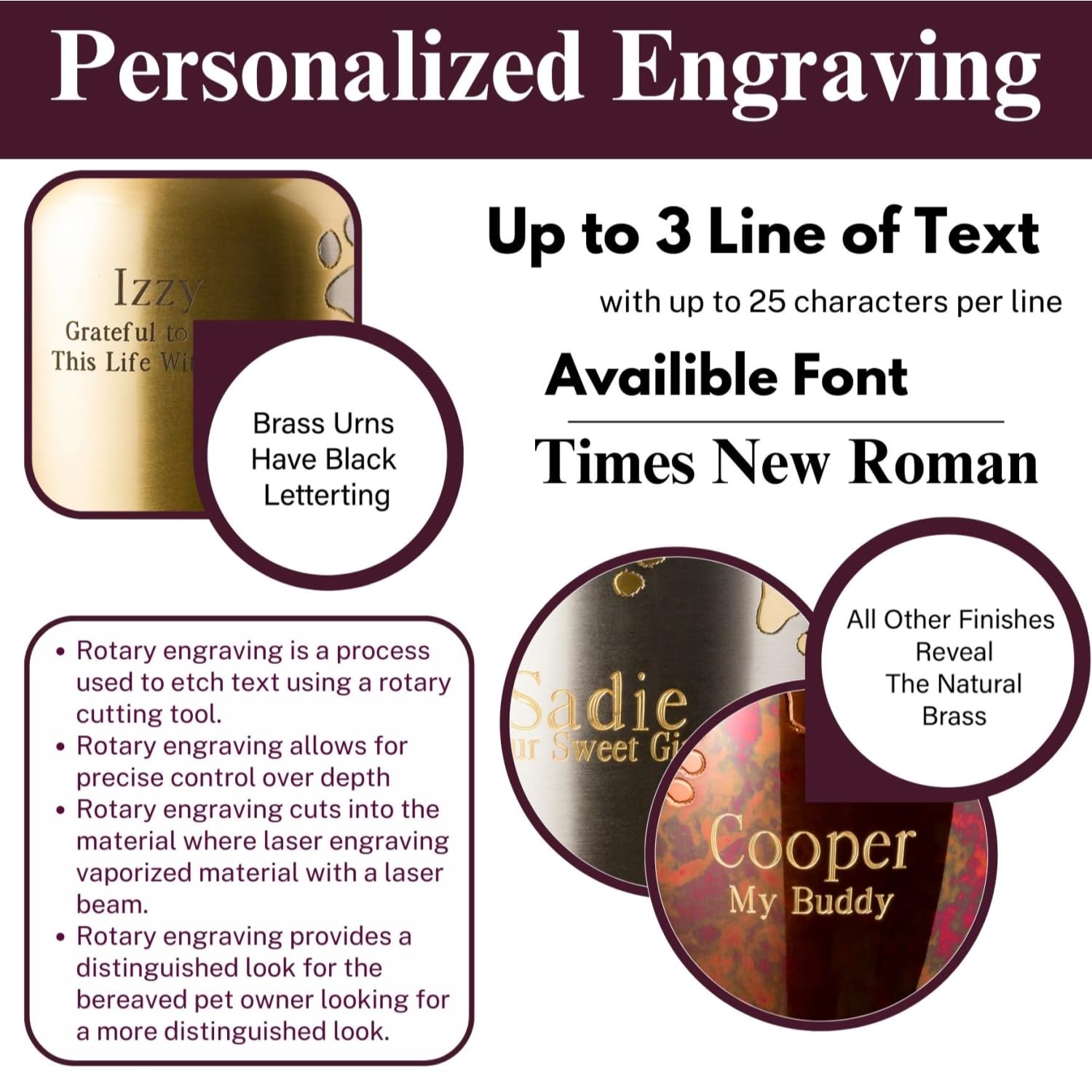 Ottillie Paws Elite Series Personalized Pet Urn for Dogs and Cats - Custom Engraved Brass Memorial Urn, Horizontal Ebony Design, Large Size - Perfect for Home or Garden Pet Memorials