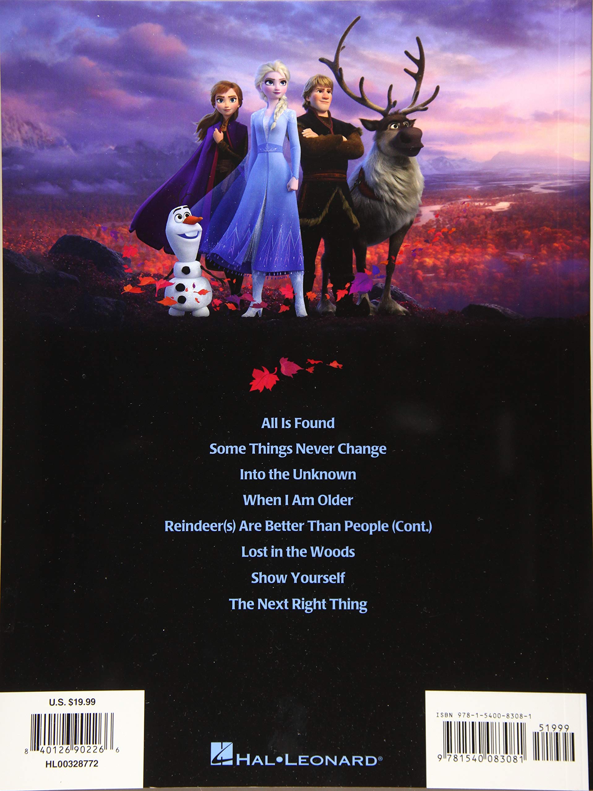 Frozen 2 Songbook - Piano, Vocal & Guitar Sheet Music with 'Into the Unknown' & Disney Songs | Official Hal Leonard Music Book | Perfect for Disney Fans, Music Lessons & Family Sing-Alongs