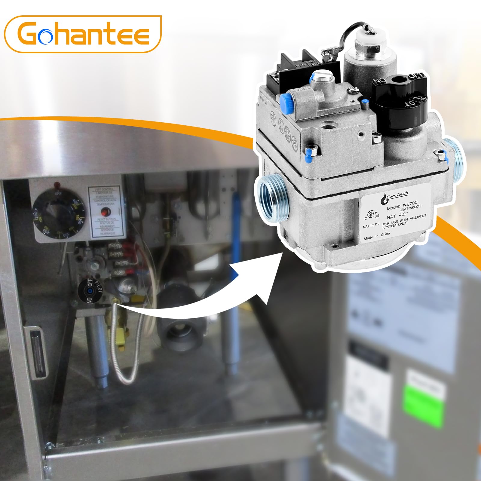 Robertshaw 700-506 Gas Valve Replacement - 720000 BTU/H Fast Opening Combination Valve for Gas Fryers - Compatible with Natural, Manufactured, Mixed & Air Mixtures - Perfect for Commercial Kitchen Equipment Repair and Maintenance