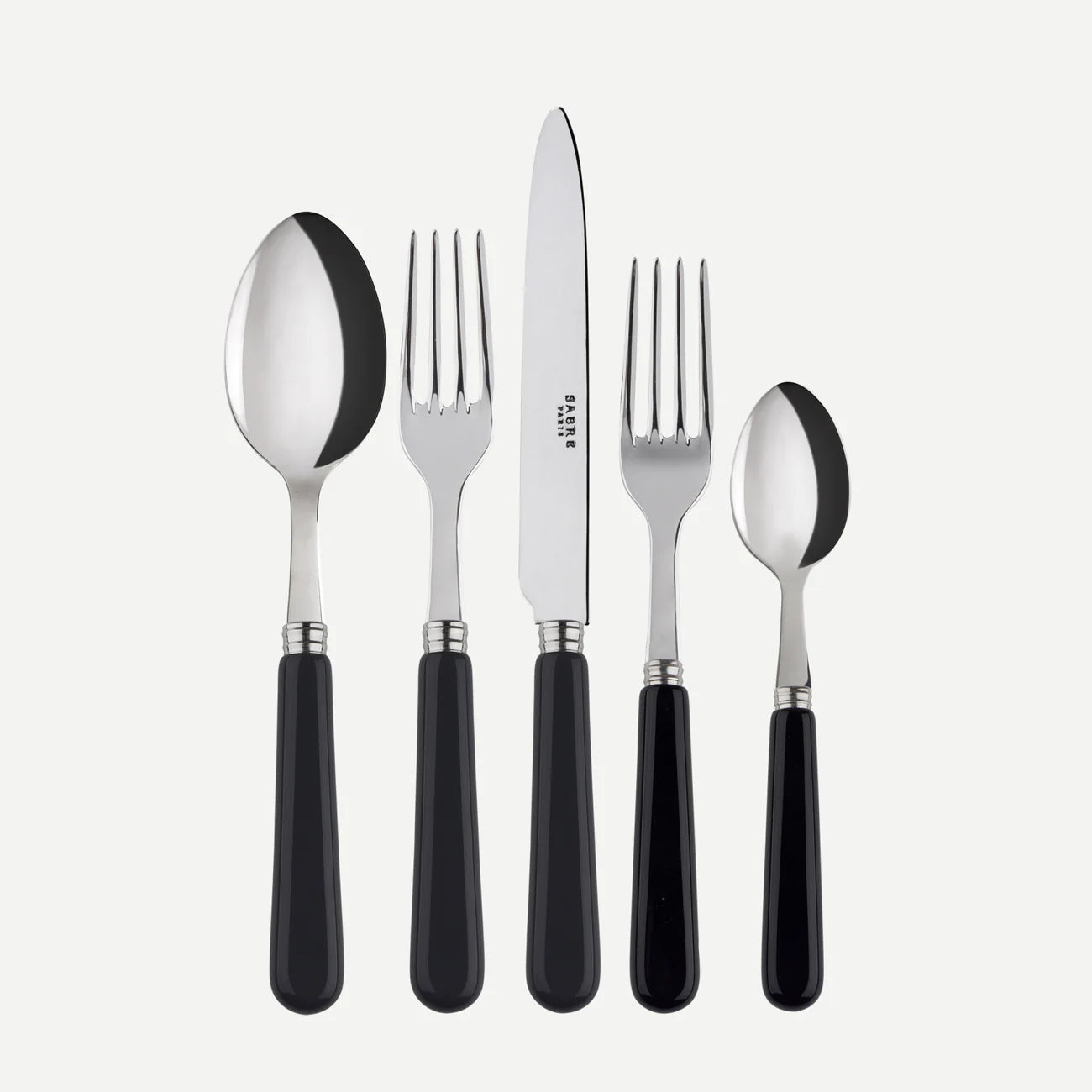Bistro Black 5-Piece Flatware Set - Stainless Steel Silverware for Dining, Kitchen & Restaurant Use - Perfect for Dinner Parties, Weddings & Everyday Meals