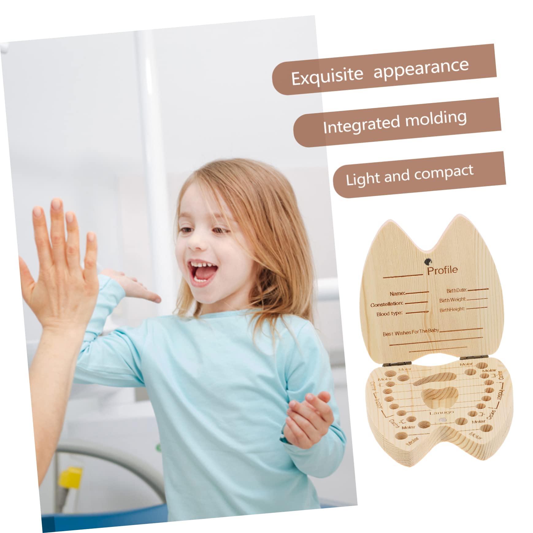 CIMAXIC Baby Teeth Storage Box - Wooden Keepsake Case for Deciduous Teeth & Umbilical Cord | Perfect for First Tooth, Memory Preservation & Nursery Decor (Natural Wood)