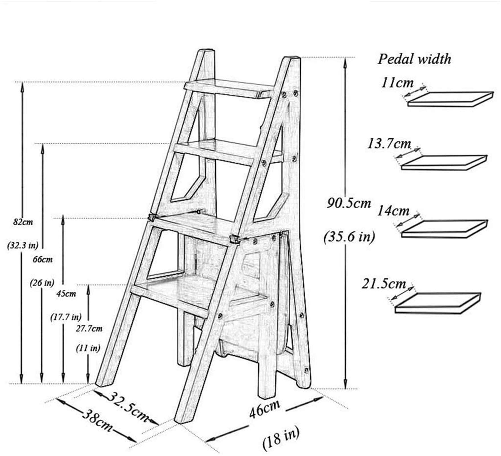 Portable Step Stool with 4-Tier Wooden Shelf - Multi-Purpose Ladder Stool for Kitchen, Living Room, Bedroom & Garden | Perfect as Shoe Rack, Plant Stand & Home Decor