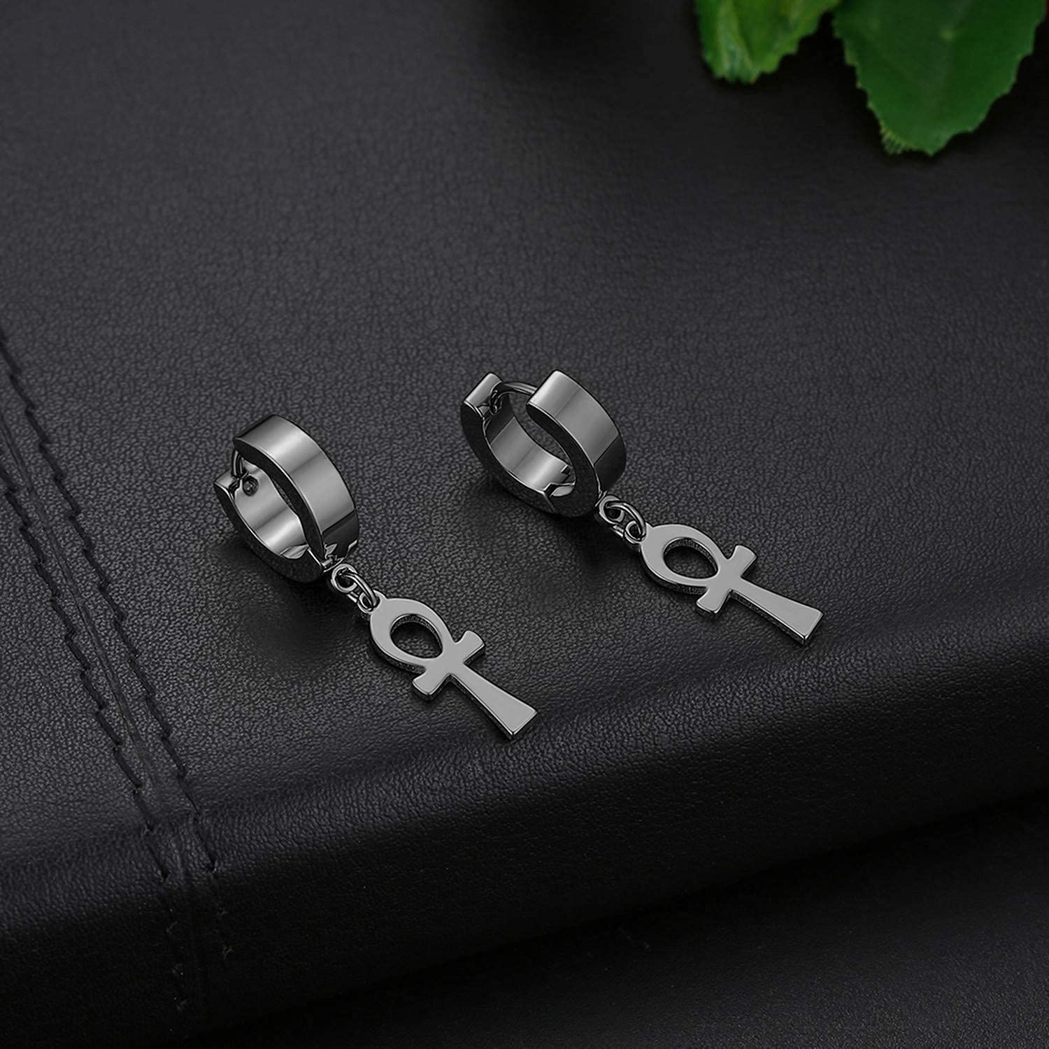 Ankh Cross Earrings for Men & Women - Stainless Steel Egyptian Symbol Stud & Dangle Hoop Earrings - Perfect for Gifts, Parties, and Everyday Wear