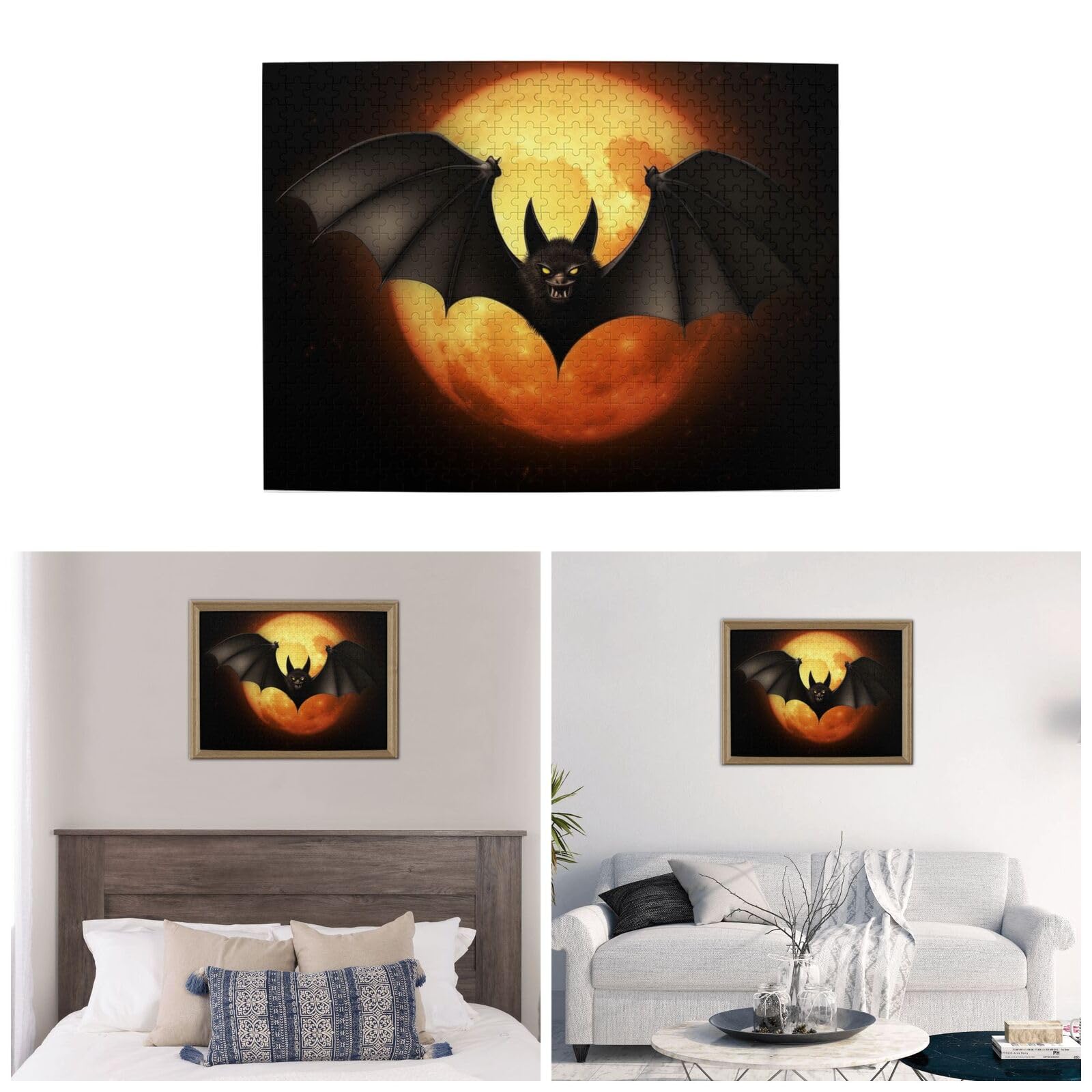 500-Piece Halloween Bat Wooden Jigsaw Puzzle for Adults - Personalized Photo Puzzle, Classic Family Game for Weddings, Birthdays & Valentine's Day Gifts (20.4