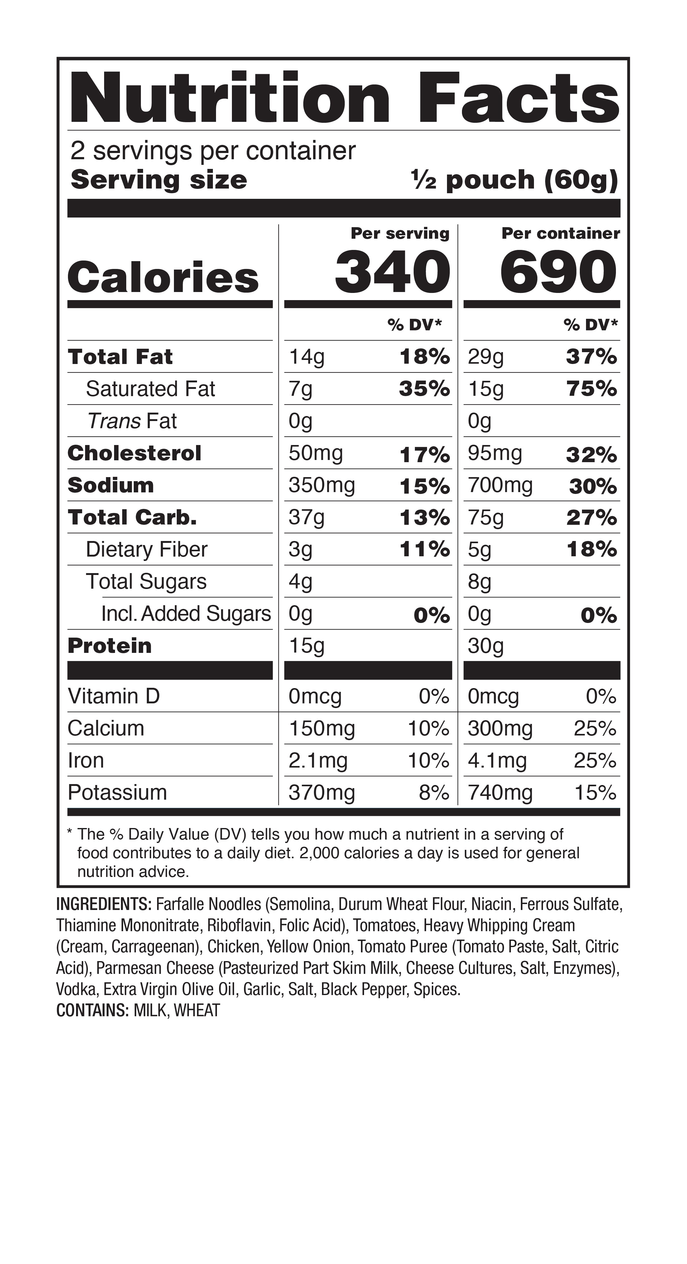 ReadyWise 6-Pack Pro Adventure Meal - Farfalle alla Vodka with Chicken | Freeze-Dried Backpacking & Emergency Food | Perfect for Camping, Hiking & Survival Prep
