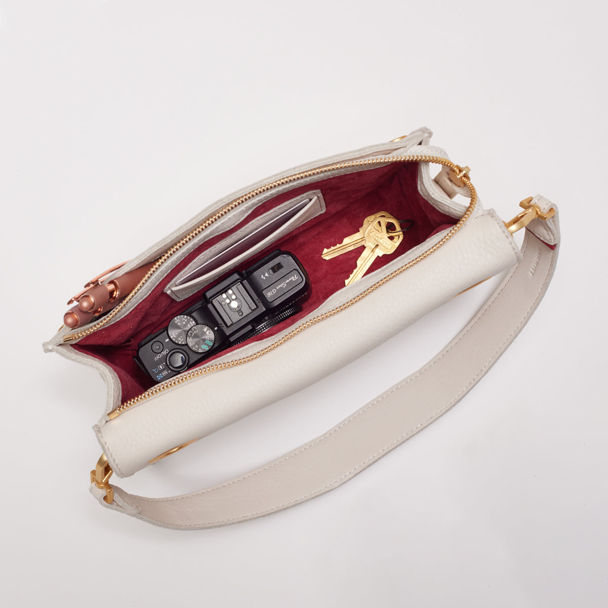 Montana Clutch Handbag - Calla Lily White & Brushed Gold Crossbody Bag for Women | Small Purse for Evening Parties, Weddings & Special Occasions