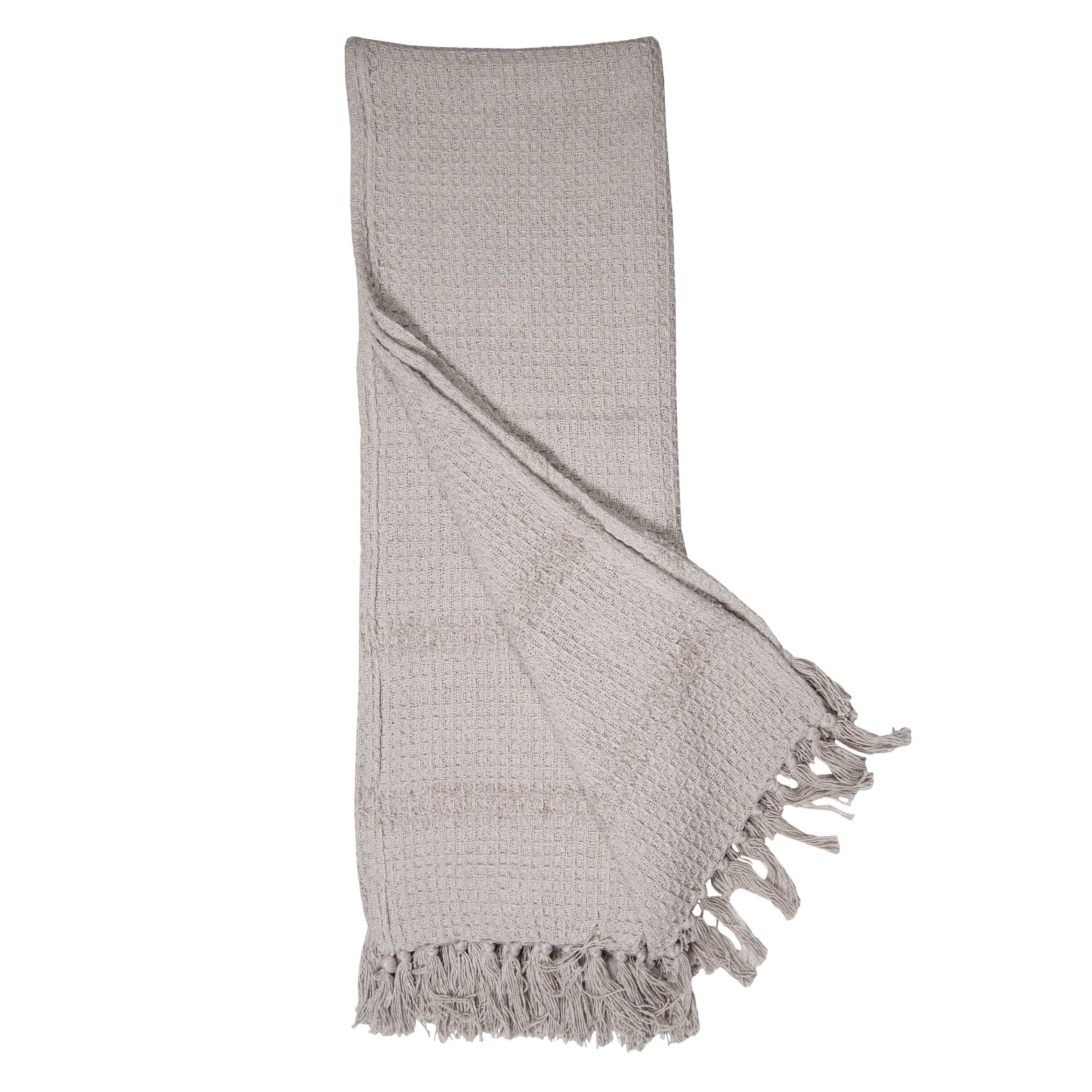 Foreside Hand Woven Gray Cotton Throw Blanket - Soft & Cozy for Sofa, Bed & Outdoor Use - Home Decor & Gift Idea