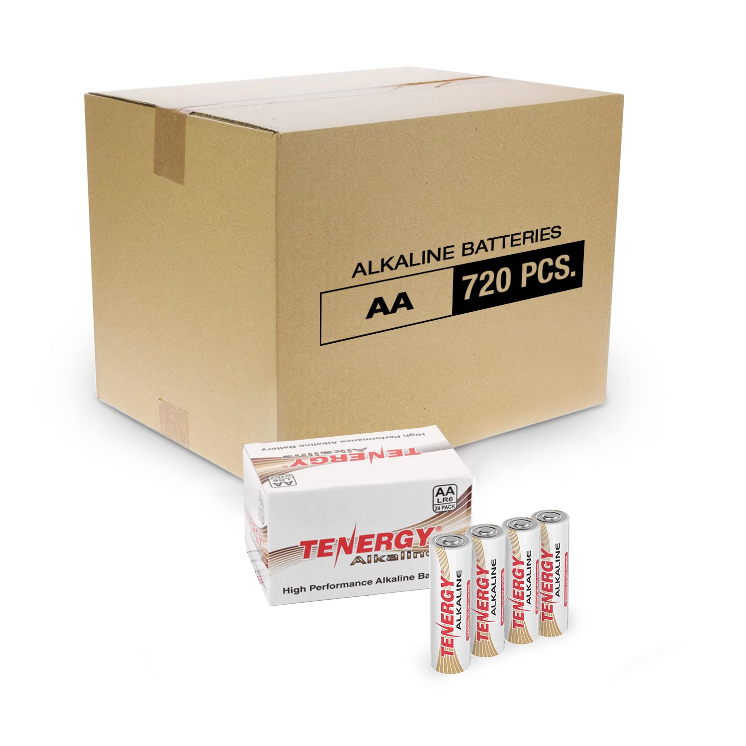 Tenergy 1.5V AA Alkaline Batteries - 720 Pack | High Performance Non-Rechargeable AA Batteries for Clocks, Remote Controls, Toys & Electronics | Ideal for Home, Office, Emergency Kits & Everyday Devices