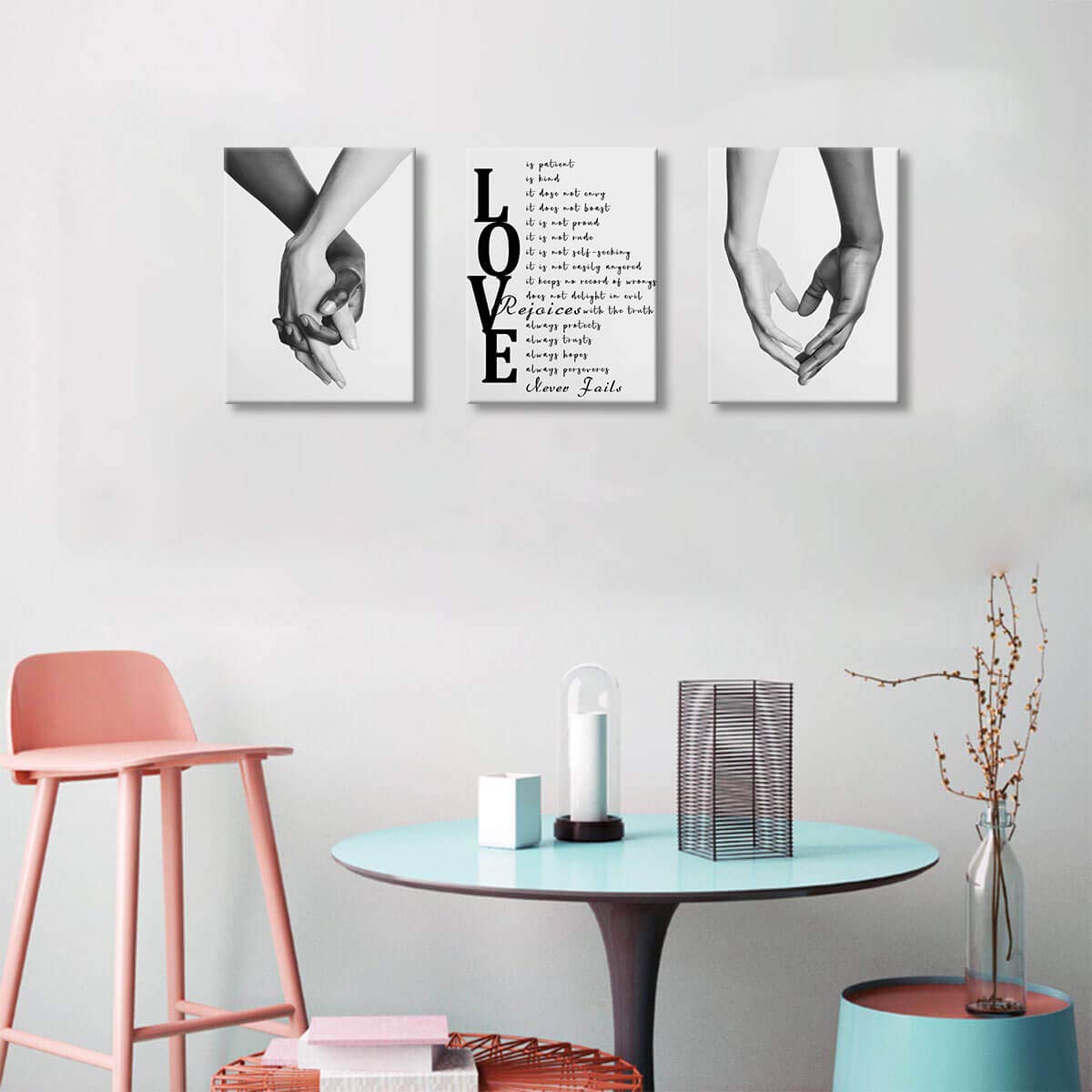 Black and White Canvas Wall Art Set - 3 Piece 12x16 Inch Modern Abstract Paintings for Bedroom & Living Room Decor - Perfect for Couples Home Wall Decor, Housewarming Gift & Apartment Aesthetic