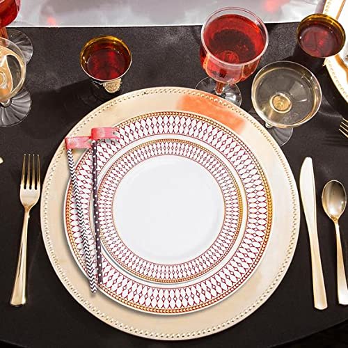 Elegant White Plastic Plates with Gold Rim - 240-Piece Disposable Dinnerware Set (120 Dinner Plates + 120 Salad Plates) for Birthday, Wedding, Party & Special Events - Perfect for Catering, Picnics & Outdoor Gatherings