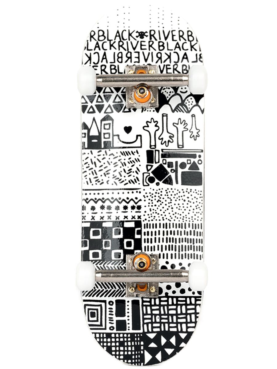 Berlinwood Fingerboard Complete - BR En Voyage Mini Pattern | Professional Finger Skateboard for Tricks & Stunts | Perfect for Skateboard Enthusiasts & Collectors | Indoor & Outdoor Use