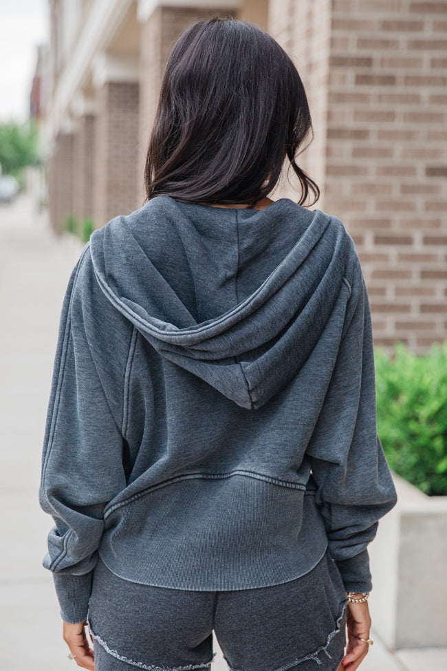 Learn As You Go Black Acid Washed Quarter Zip Pullover - Stylish & Comfortable for Outdoor Activities, Workouts & Casual Wear | FINAL SALE