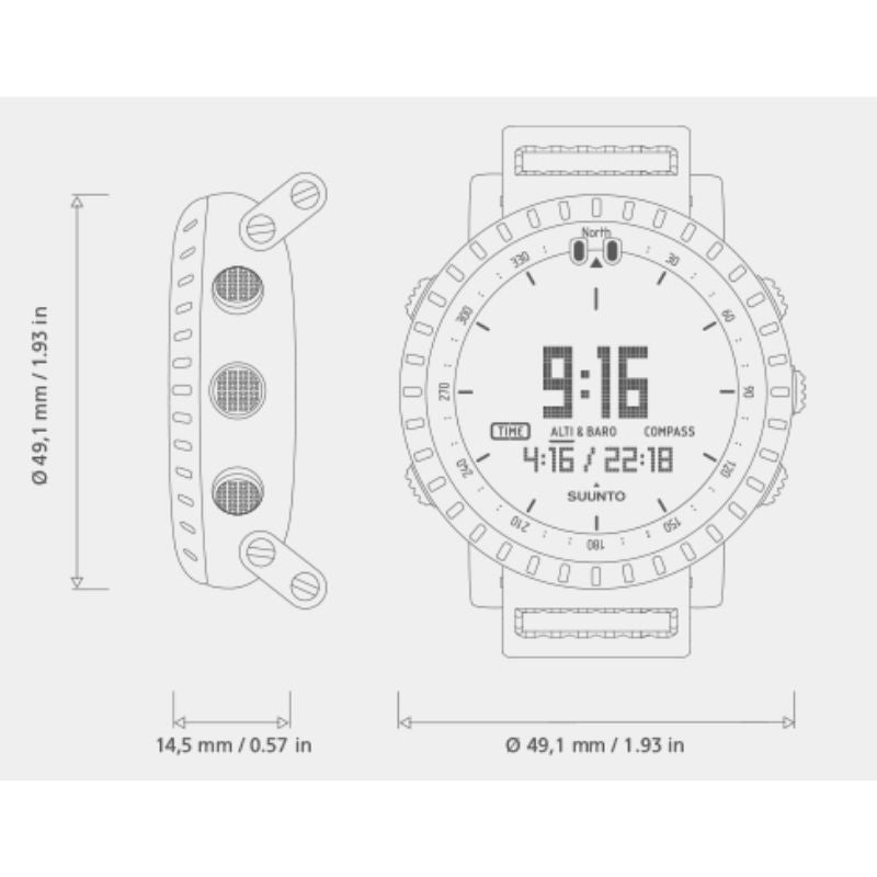 Suunto Core All Black Military Outdoor Sports Watch - Durable Digital Compass, Altimeter, Barometer for Hiking, Camping & Adventure Activities