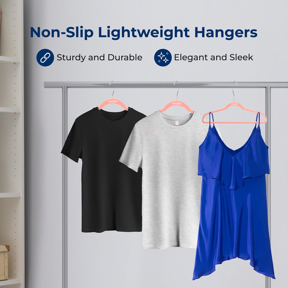 Non-Slip Velvet Hangers for Clothes - 50 Pack, Space Saving Velvet Hangers with Non-Slip Shoulder Design for Dresses, Blouses, Coats - Perfect for Closet Organization and Wardrobe Storage