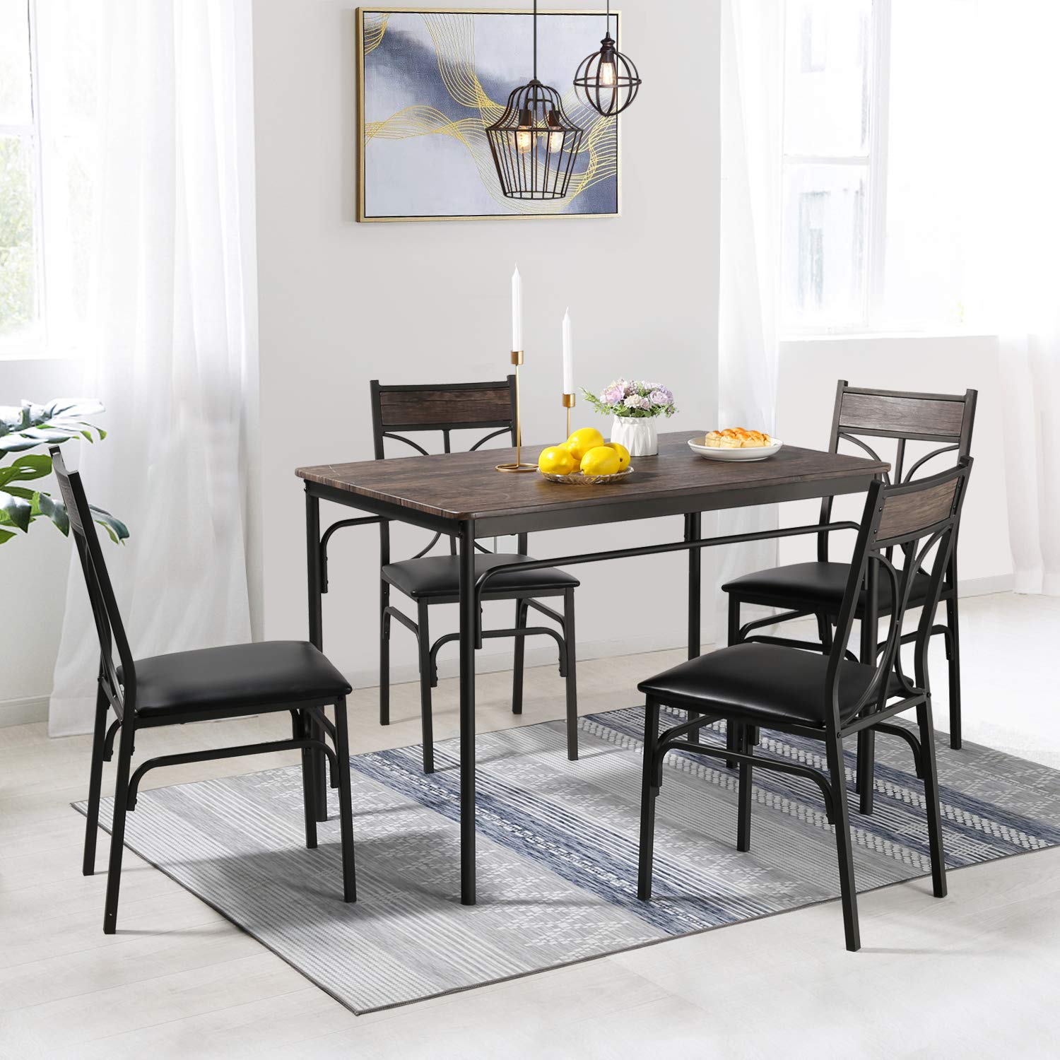 VECELO 3-Piece Counter Height Bar Table and Chairs Set, 36
