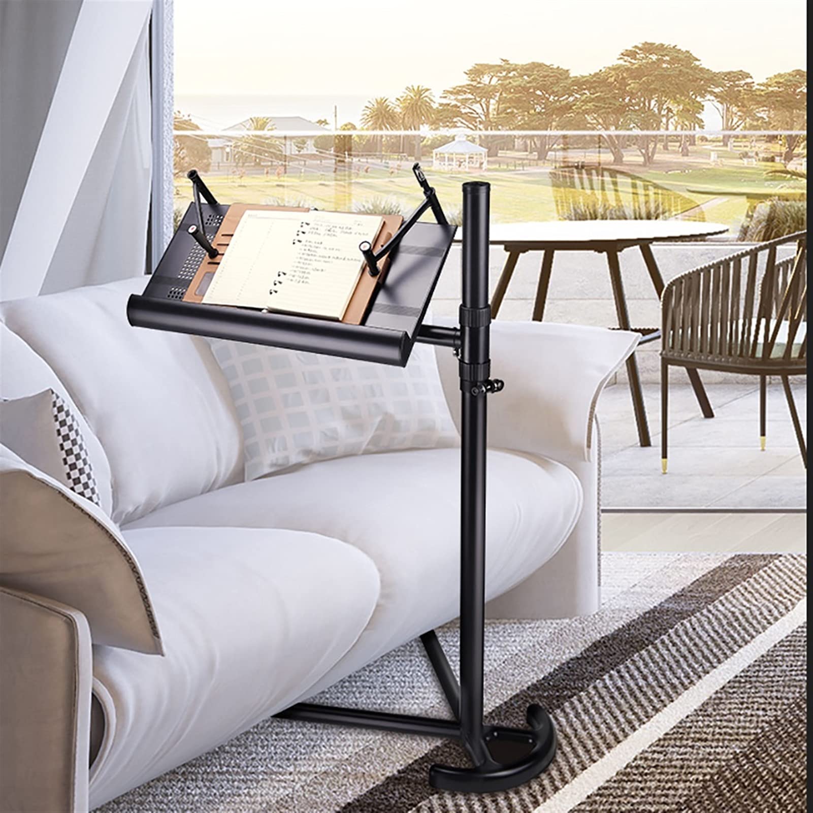 Adjustable Metal Floor Stand for Books, Laptops & Music Sheets - Telescopic Height, Foldable Design - Perfect for Reading, Bedside, Office & Music Practice