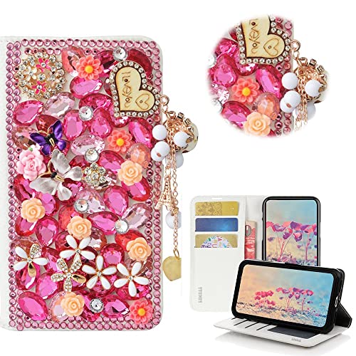 Heart Pendant Butterfly Flowers Floral / Pink