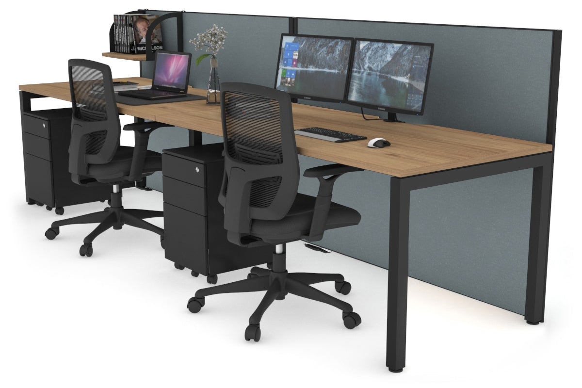 Horizon Quadro 2 Person Office Workstation with Square Legs - 1400L x 800W Dimensions, Cable Management Scallop - Perfect for Shared Workspaces & Collaborative Office Environments