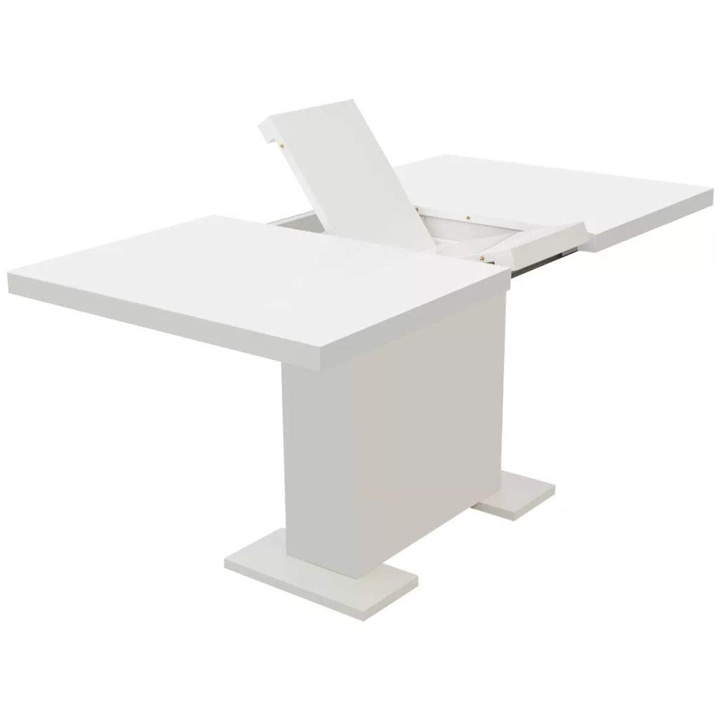 FAMIROSA Extendable Dining Table - Space Saving Pedestal Kitchen Table for Small Spaces, White | Perfect for Apartments, Living Rooms & Compact Homes