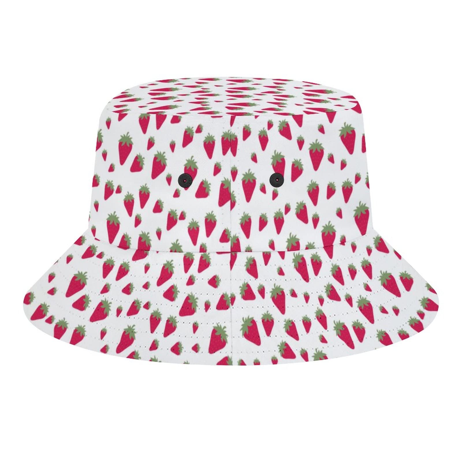 Strawberry Print Bucket Hat for Women & Men - Lightweight Packable Summer Sun Hat for Beach, Fishing, Travel & Outdoor Activities - Unisex Adjustable UV Protection Hat