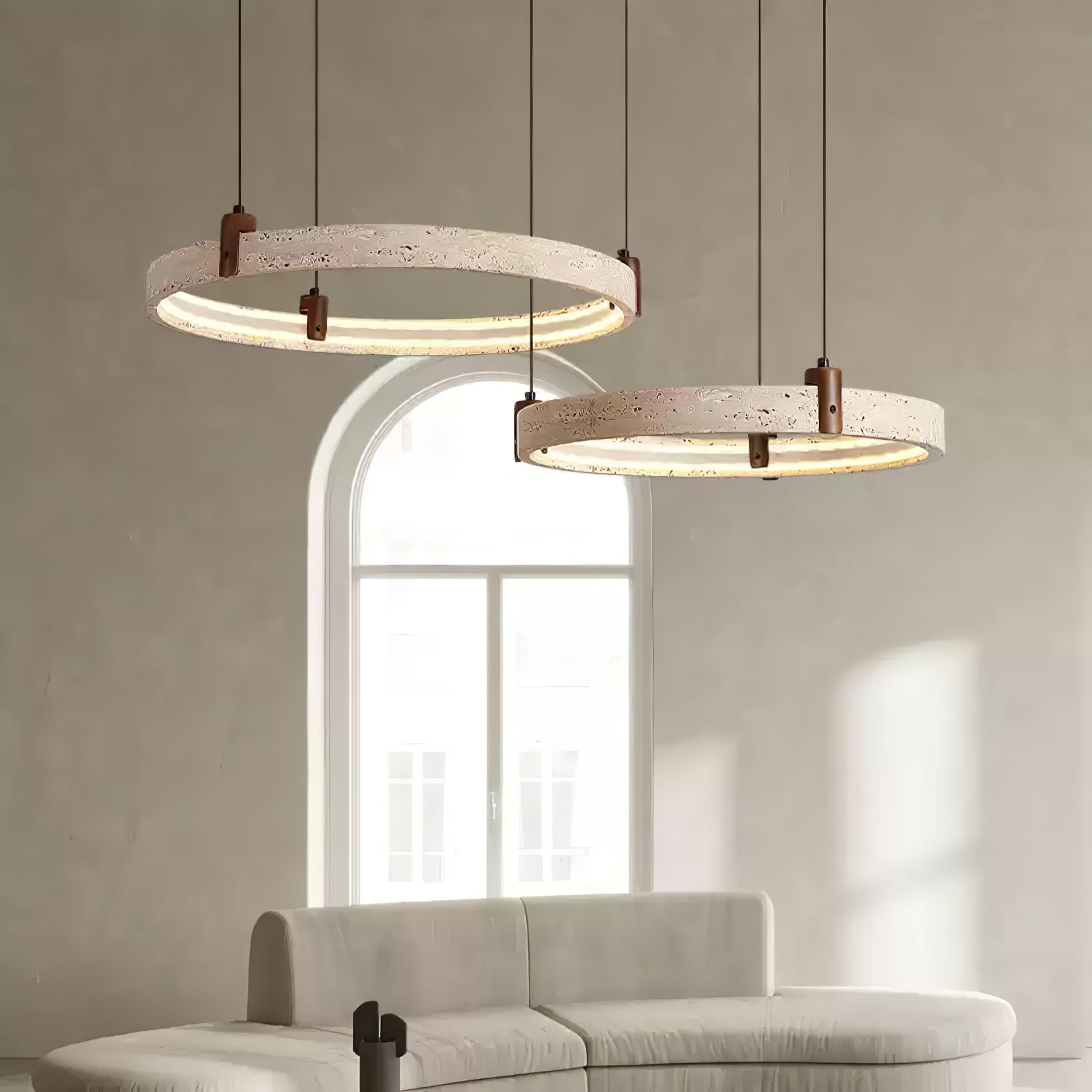 Celestial Orbit Travertine Chandelier - Modern Crystal Ceiling Light Fixture for Dining Room, Living Room & Bedroom | Elegant Home Decor Lighting