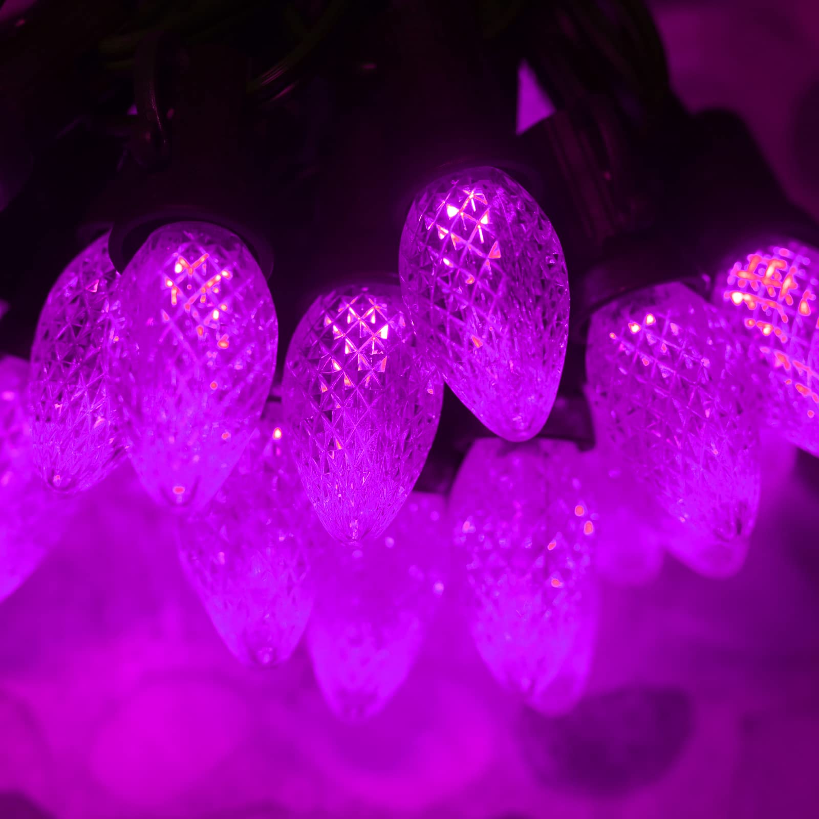 C7 LED Christmas Lights Replacement Bulbs - 25 Pack, 120V UL Commercial Grade, Faceted Dimmable E12 Socket LED Bulbs for Indoor & Outdoor Holiday Decor (Purple) - Perfect for Christmas Trees, Wreaths, and Home Holiday Lighting