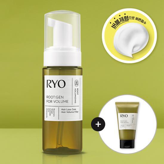 Ryo Root:Gen Hair Volume Filler 150ml & Shampoo 100ml Set - Korean Scalp Treatment for Thinning Hair - Perfect for Daily Hair Care Routine & Volume Boost