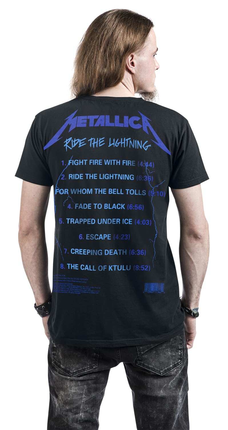 Metallica Ride The Lightning Tour Men's Slim Fit T-Shirt - Black Band Tee with Back Print | Rock Music Concert & Casual Wear